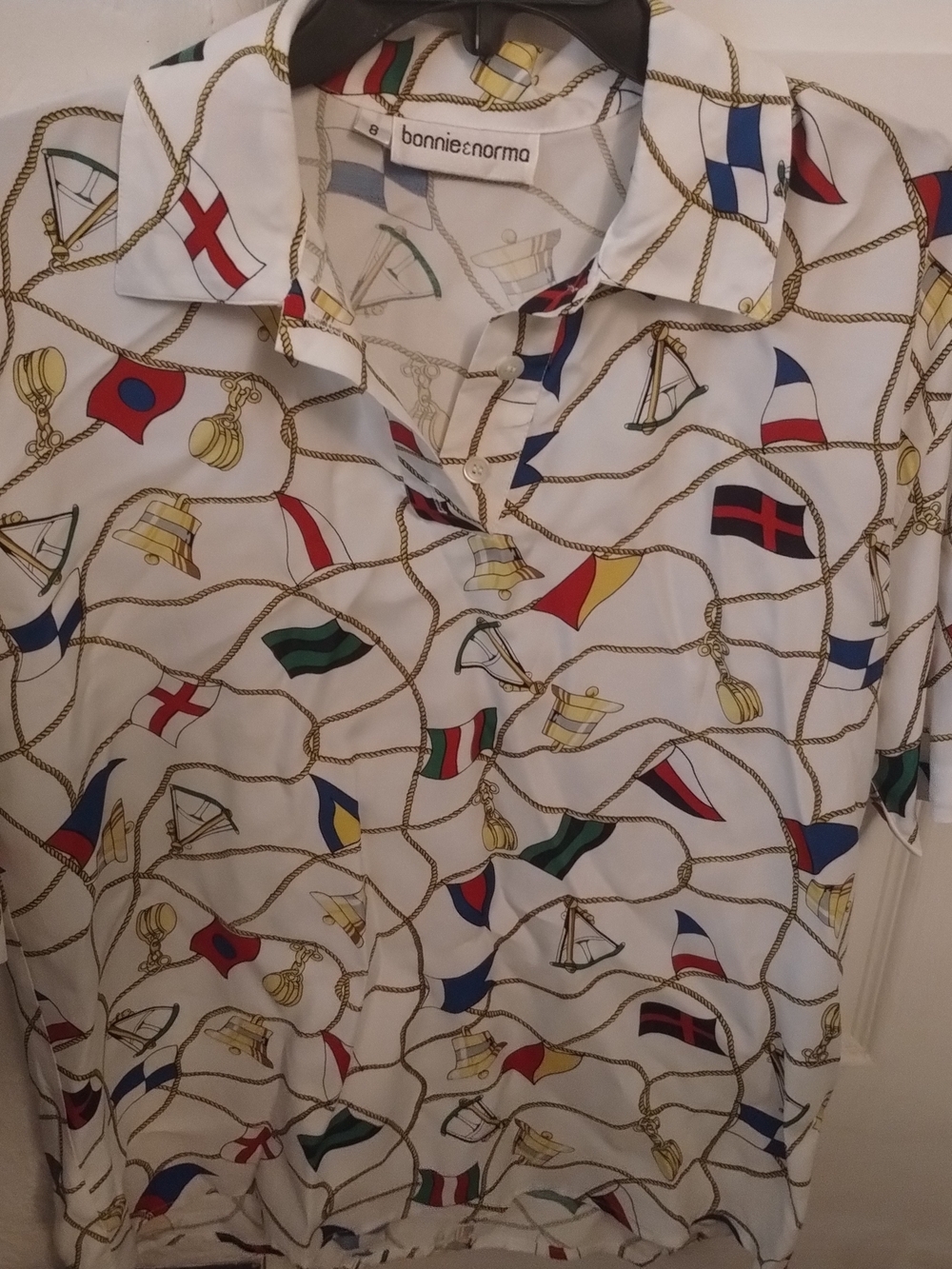 Bonnie & Norma Size 8 Nautical Theme Flags And Ropes Shirt